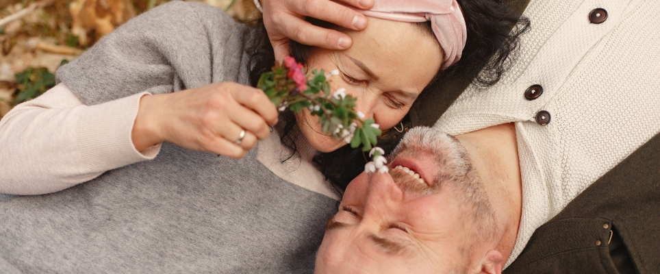 old couple flirting