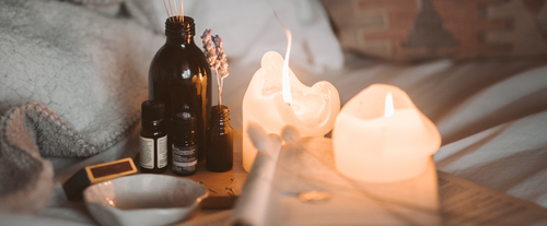 burning candles and essential oils